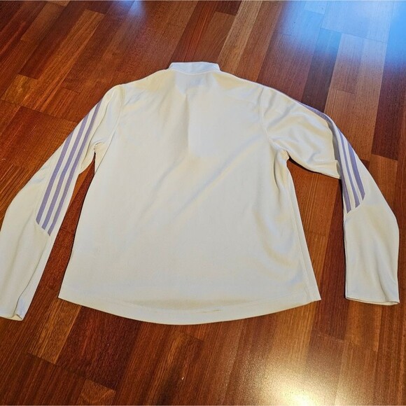 Adidas ClimaLite Women's White and Purple Half Zip Sweatshirt Size Medium - Picture 2 of 5